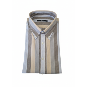 Camicia regular fit misto cotone lino