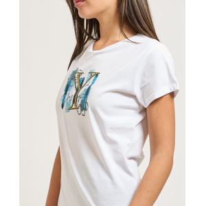 T-shirt donna girocollo stampa  bianco