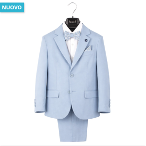 Abito ragazzo effetto lino stretch celeste