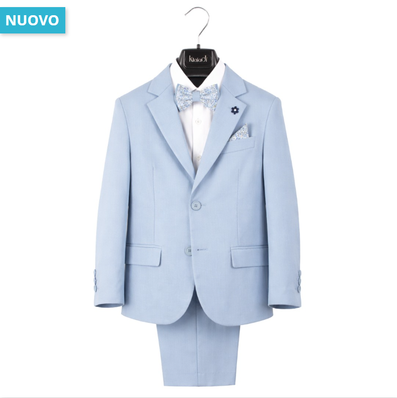 klaiadi abito ragazzo effetto lino stretch celeste - foto 1