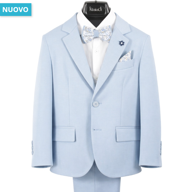 klaiadi abito ragazzo effetto lino stretch celeste - foto 3