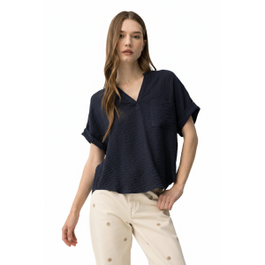 Blusa maniche corte blu  donna