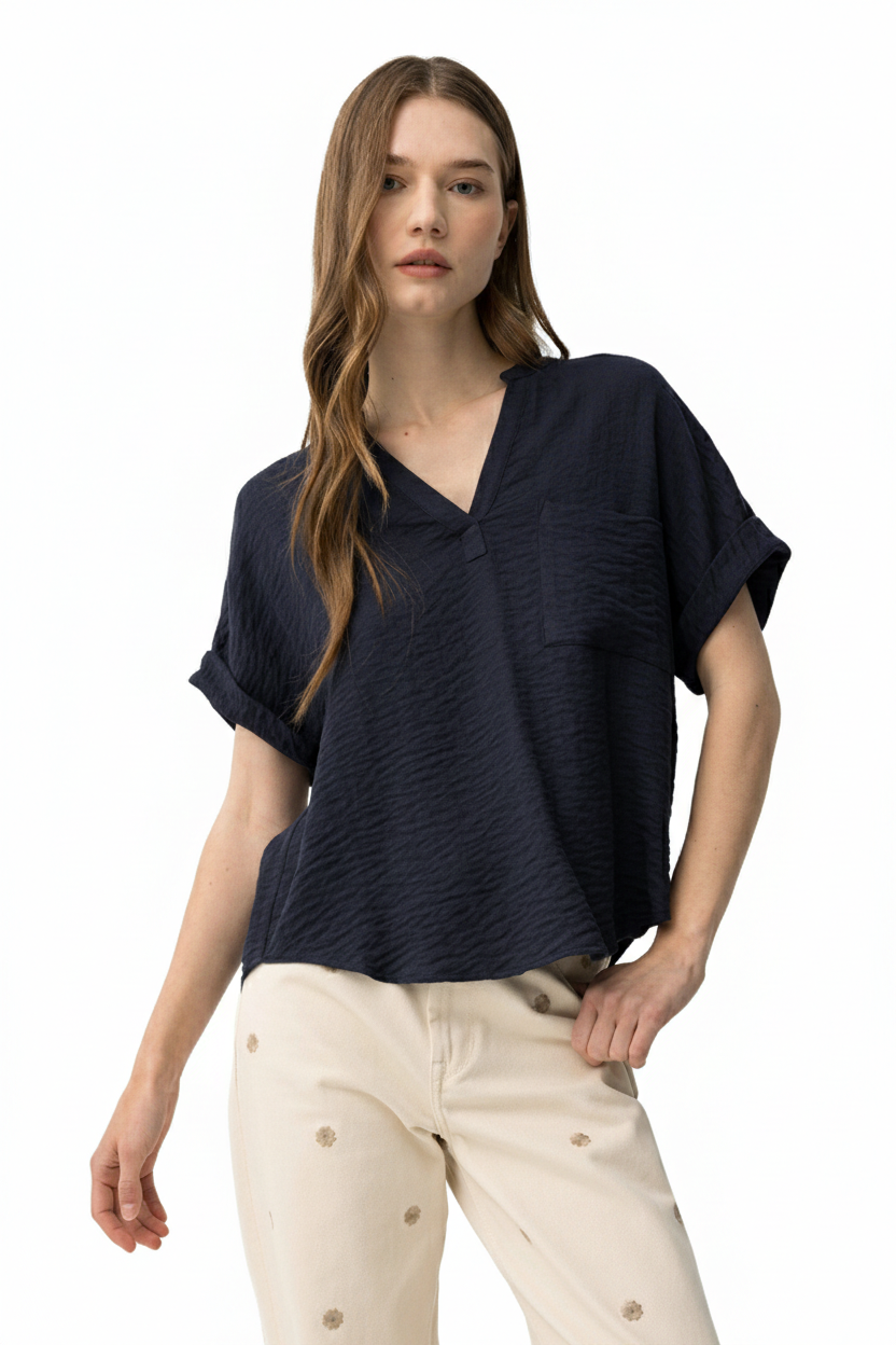 Blusa maniche corte blu Tiffosi donna