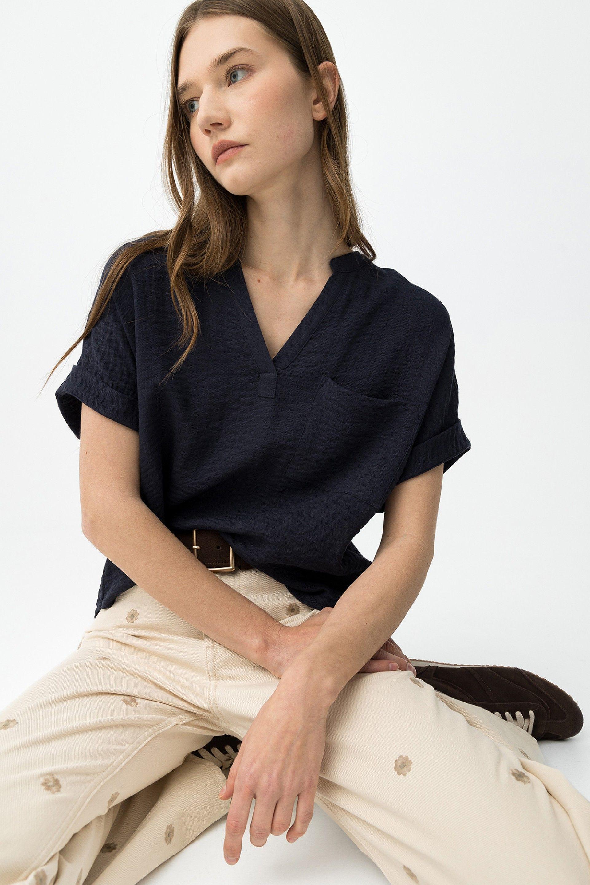 Blusa maniche corte blu Tiffosi donna