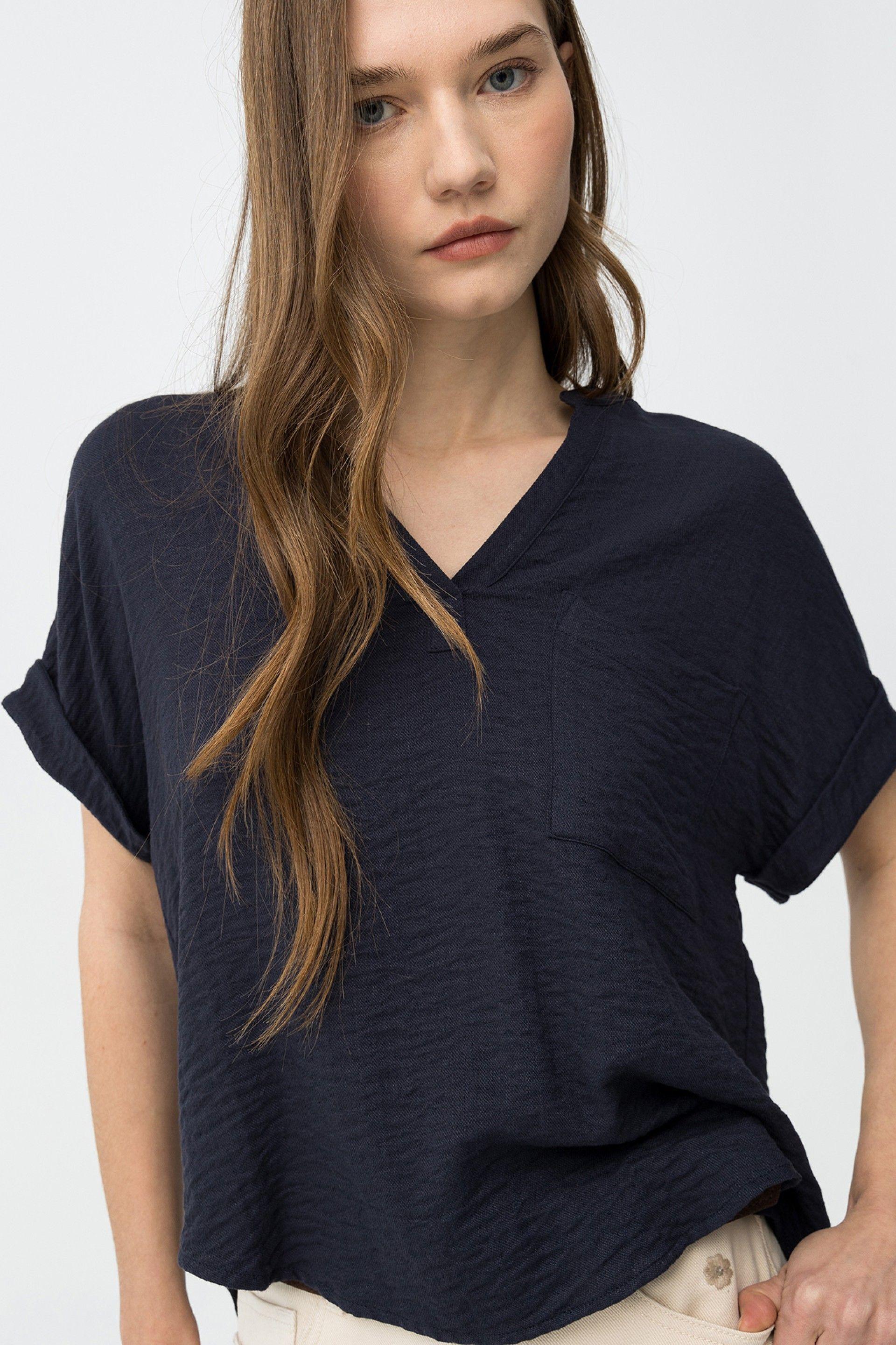 Blusa maniche corte blu Tiffosi donna