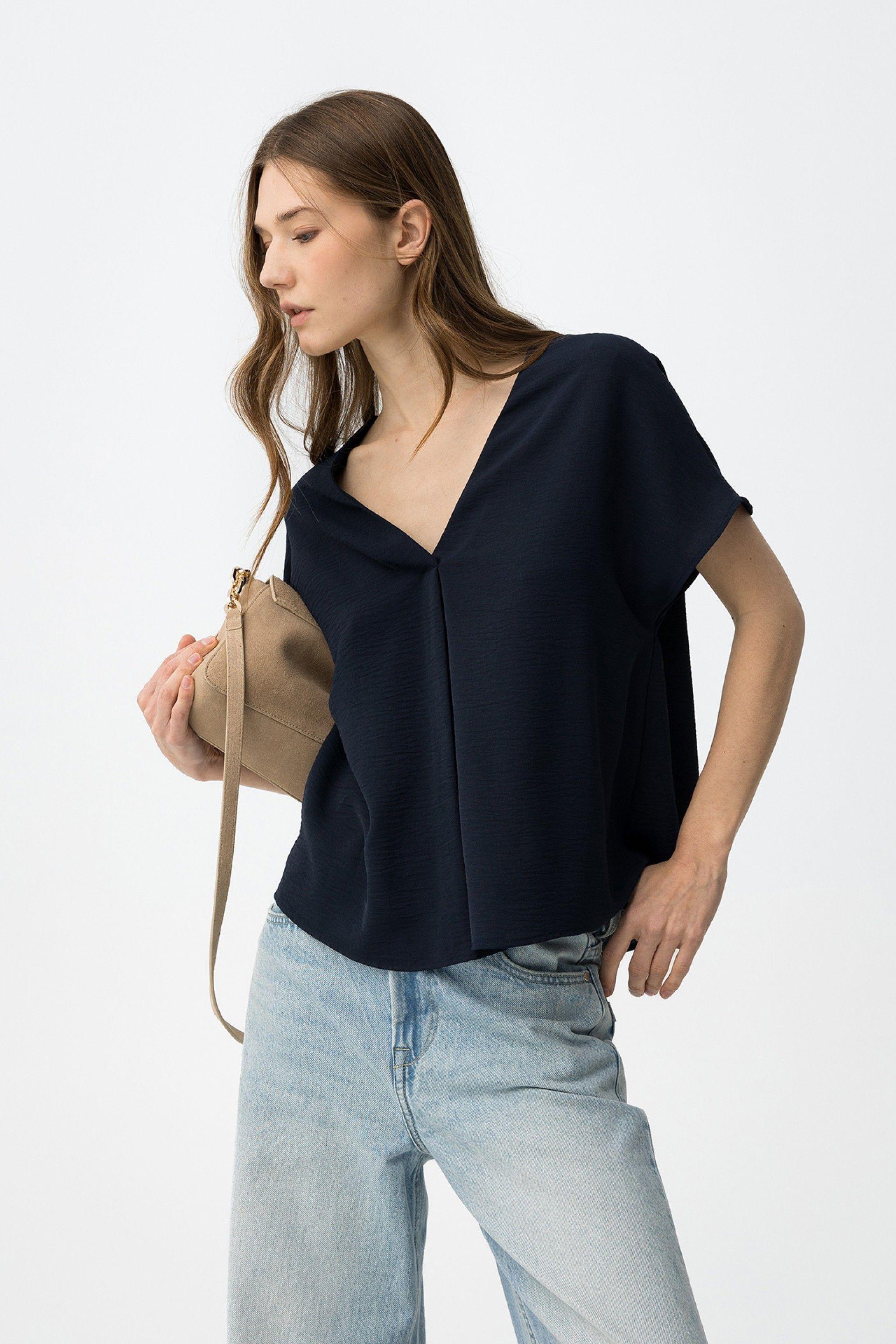Blusa manica corta blu Tiffosi