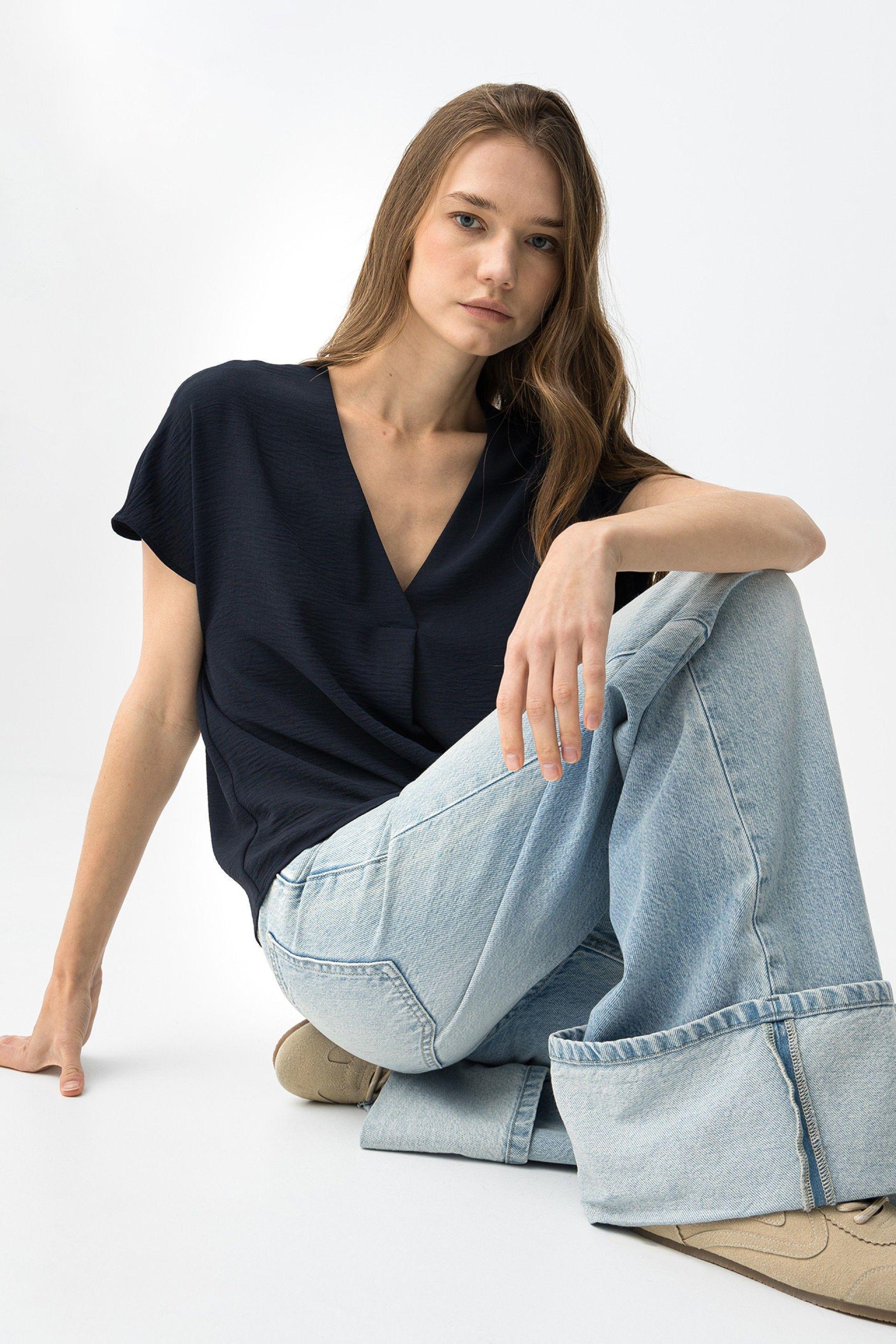 Blusa manica corta blu Tiffosi