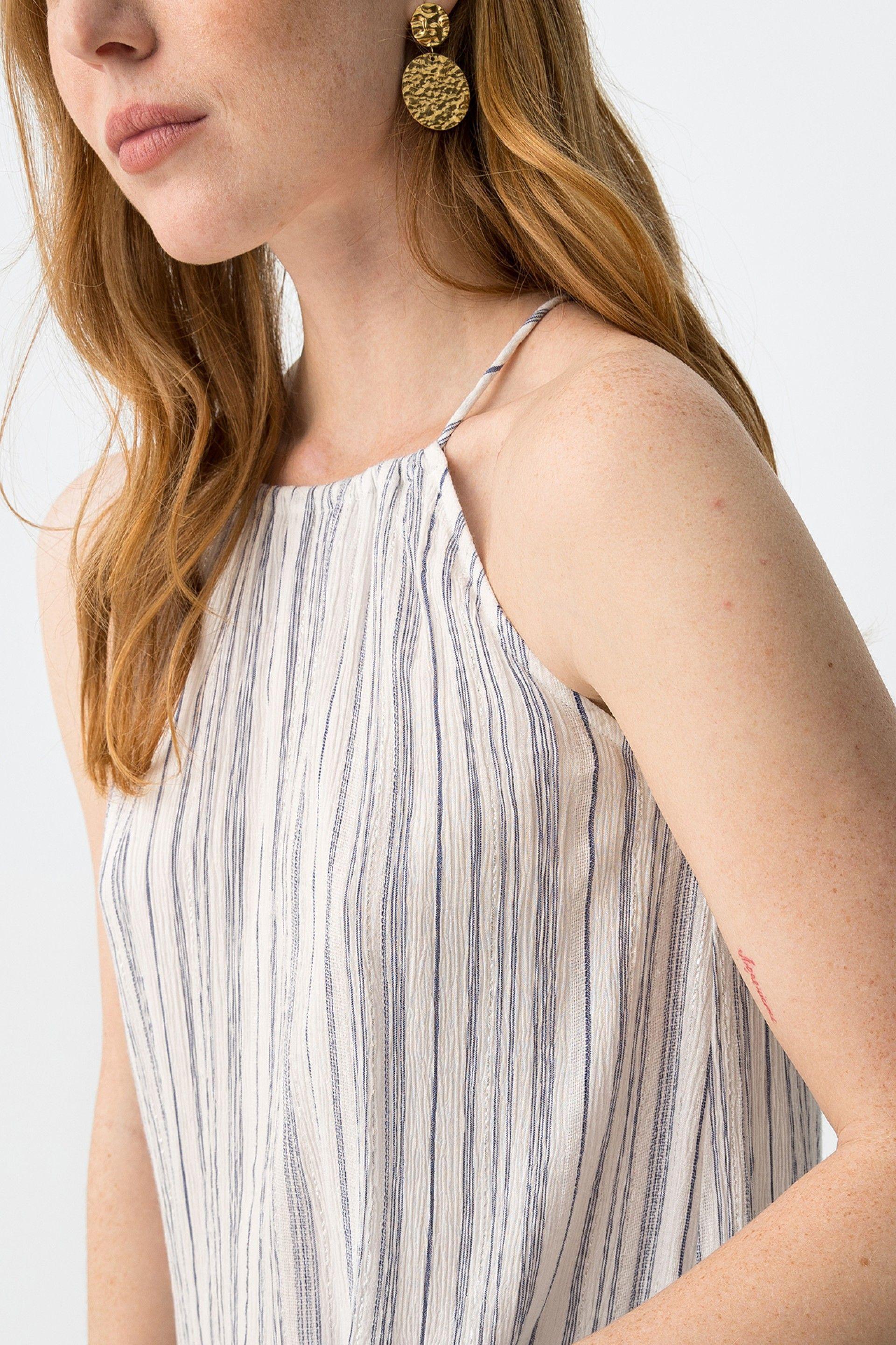 Abito lungo in viscosa a righe Tiffosi