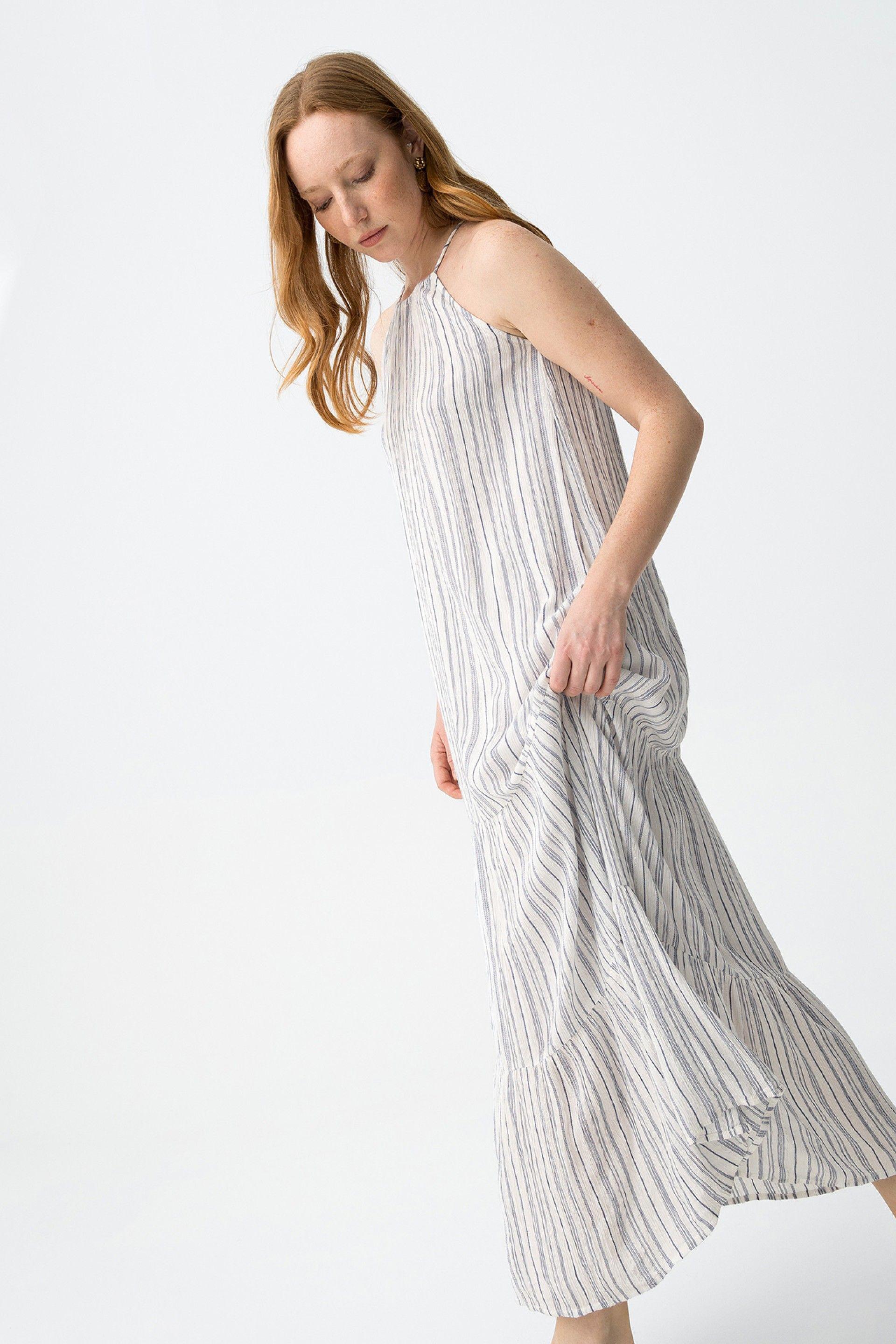 Abito lungo in viscosa a righe Tiffosi