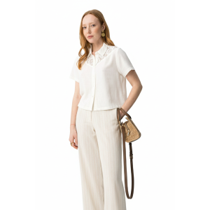 Pantaloni misto lino beige  donna