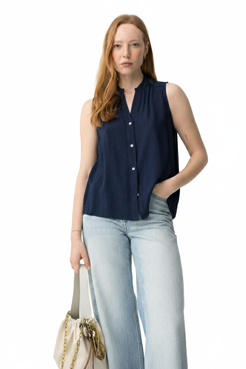 Camicia senza maniche da donna Tiffosi blu