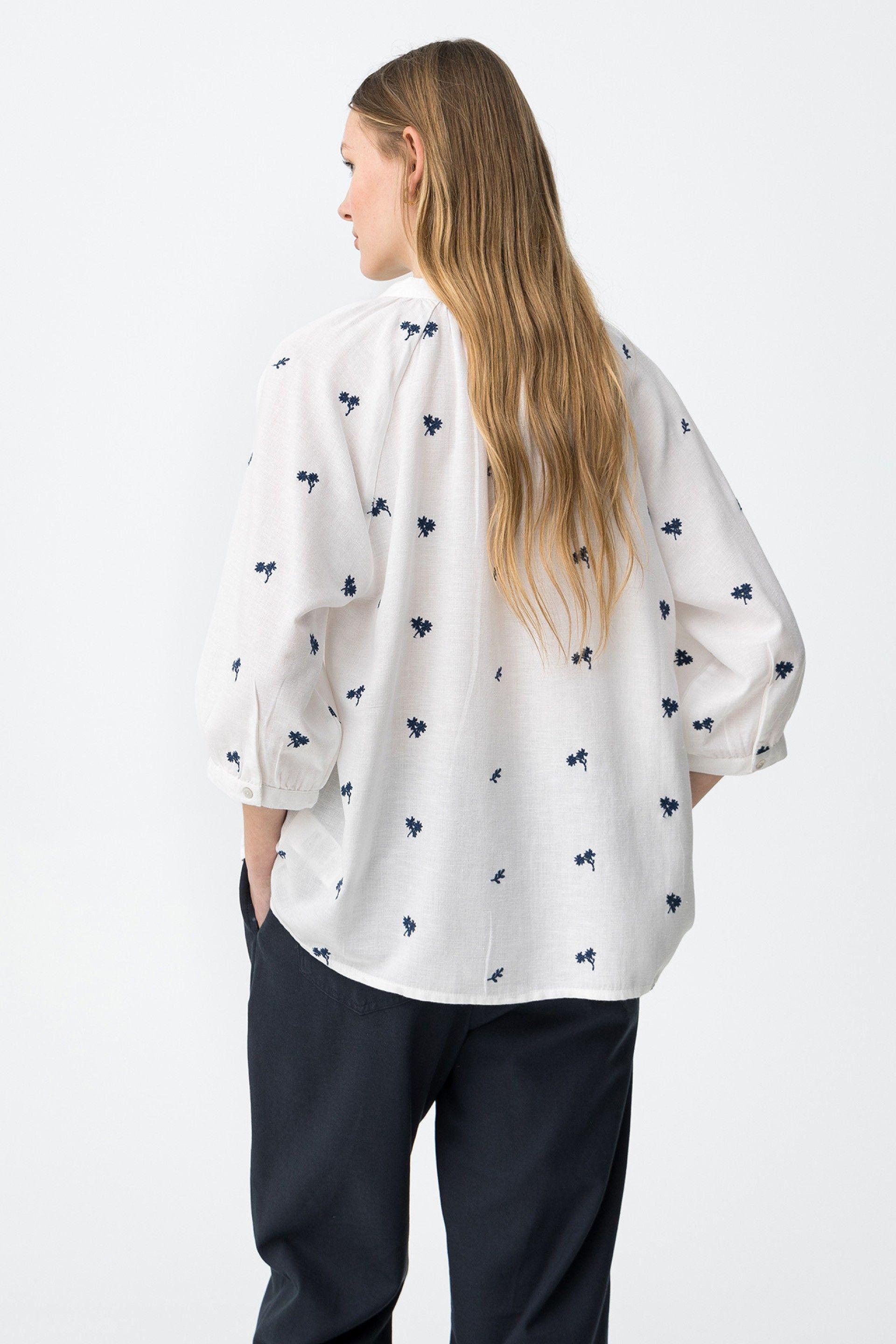Camicia oversize con ricamo floreale donna Tiffosi