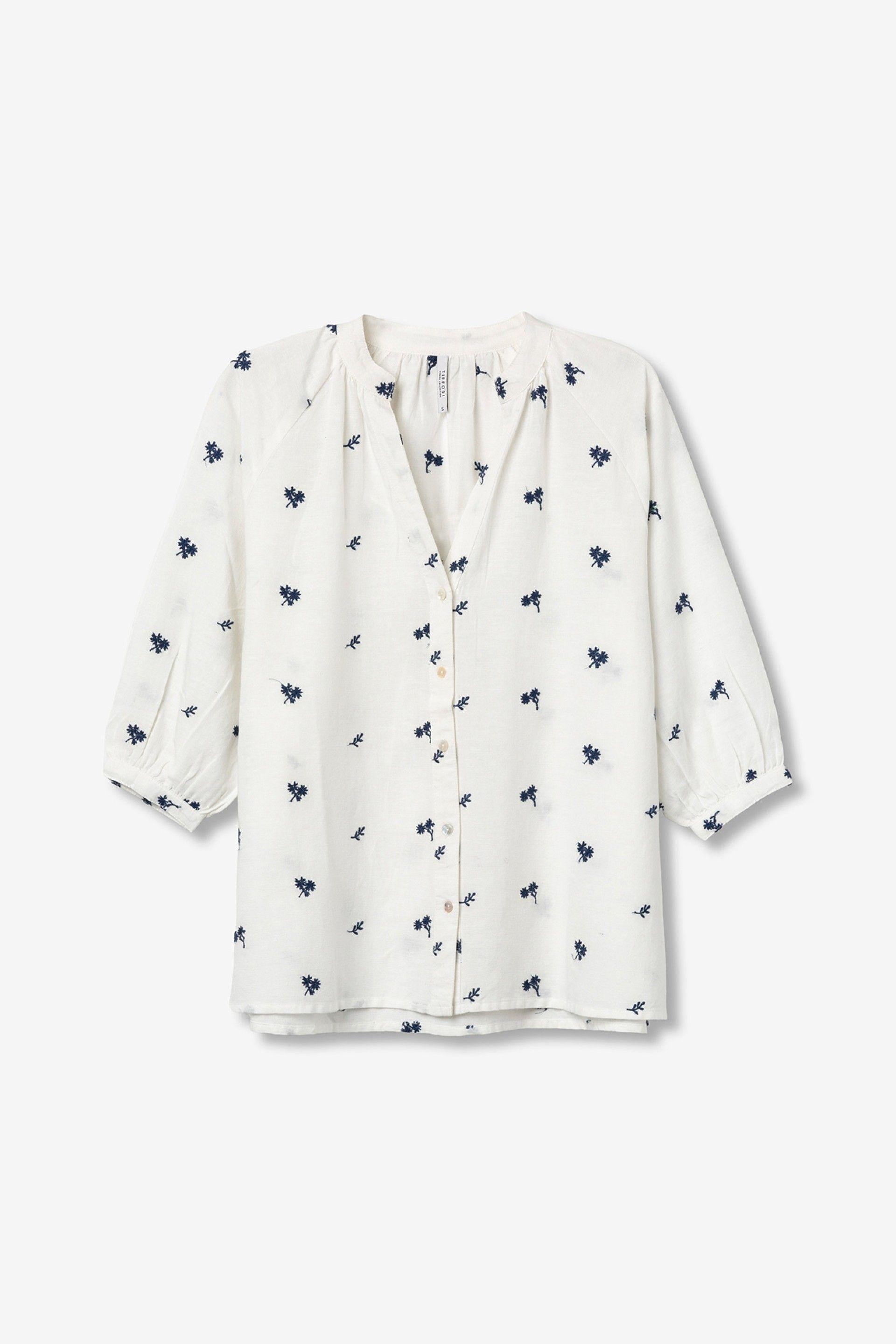 Camicia oversize con ricamo floreale donna Tiffosi