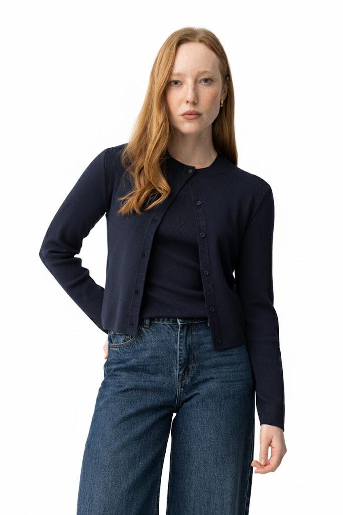 Cardigan blu con bottoni Tiffosi donna