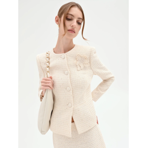 Giacca bouclè  donna beige