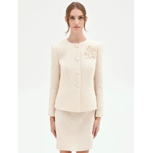 Giacca bouclè  donna beige