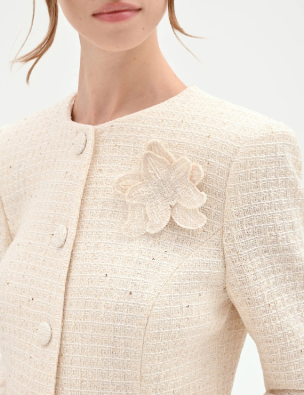 Giacca bloucu00e9 beige con fiore Rinascimento donna