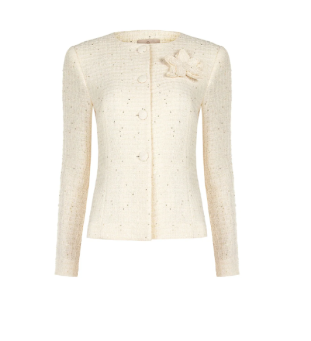 Giacca bloucu00e9 beige con fiore Rinascimento donna