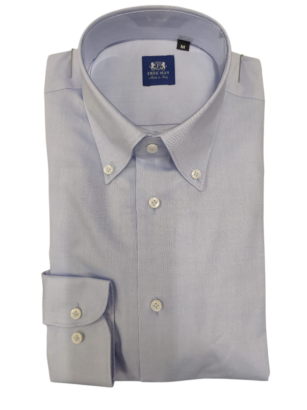 free man camicia oxford con bottoncini slim celeste - foto 1