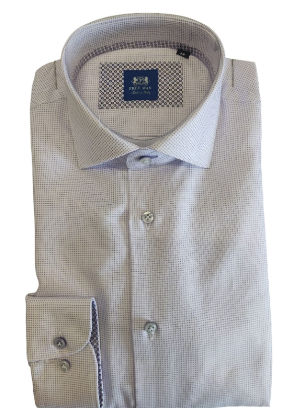 free man camicia slim francese puntinata lilla - foto 1