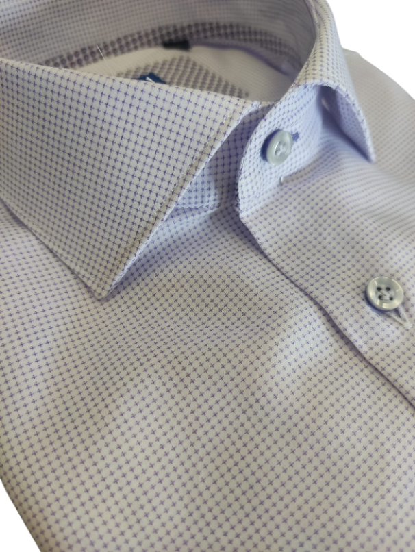 free man camicia slim francese puntinata lilla - foto 2