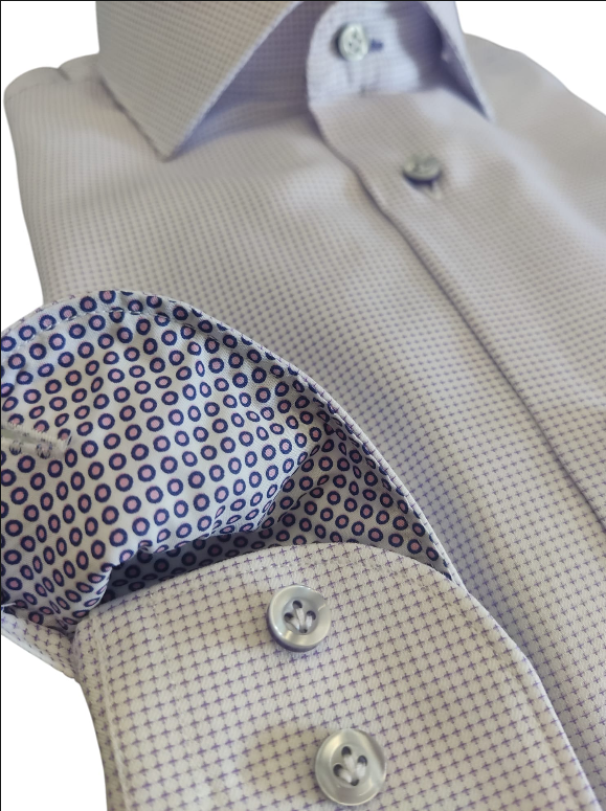 free man camicia slim francese puntinata lilla - foto 3