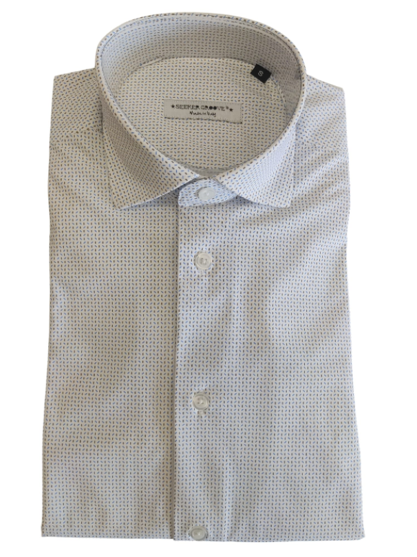 free man camicia no stiro microfantasia  beige - foto 1