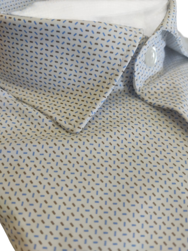 free man camicia no stiro microfantasia  beige - foto 2