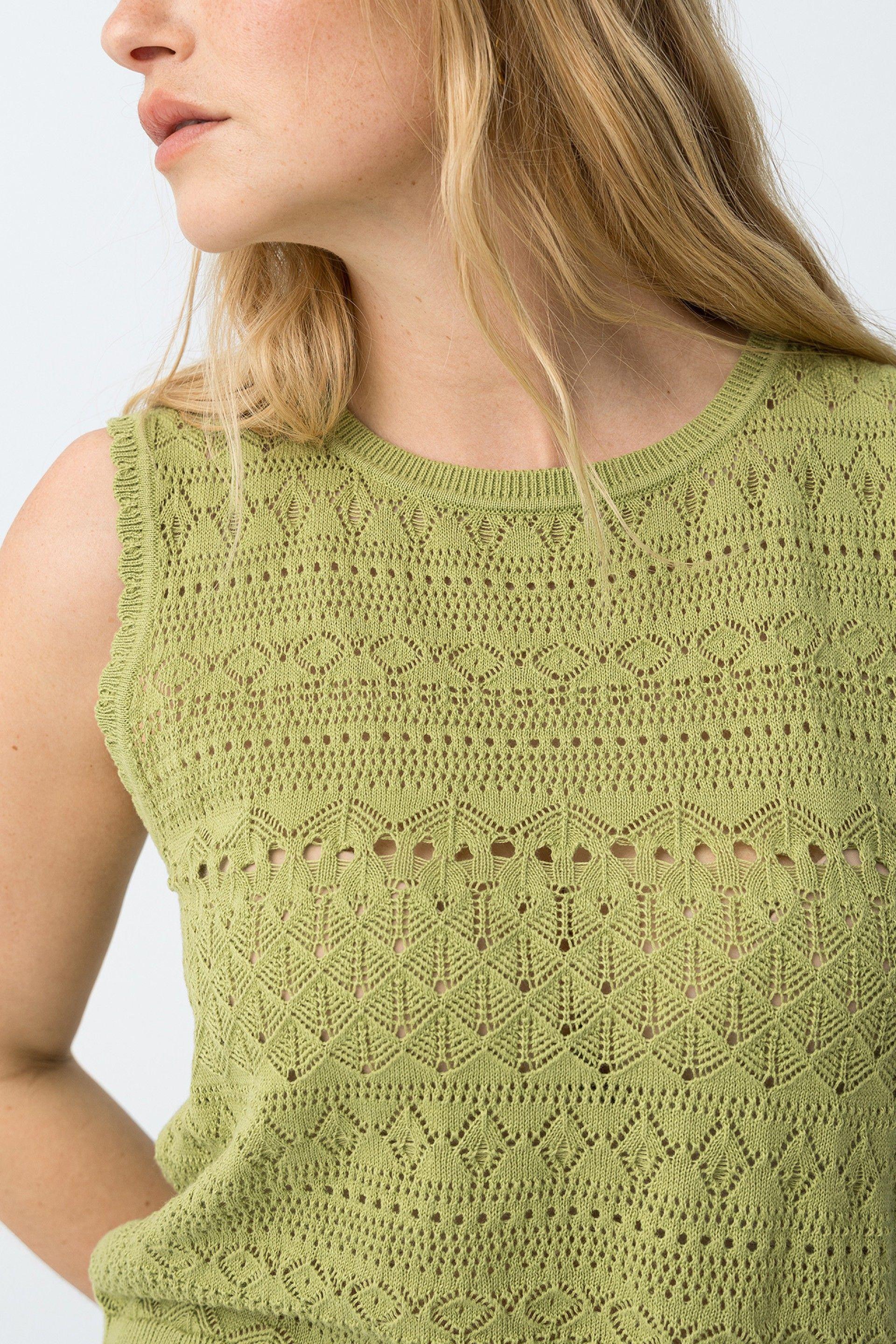 Top verde lavorato a maglia in cotone Tiffosi