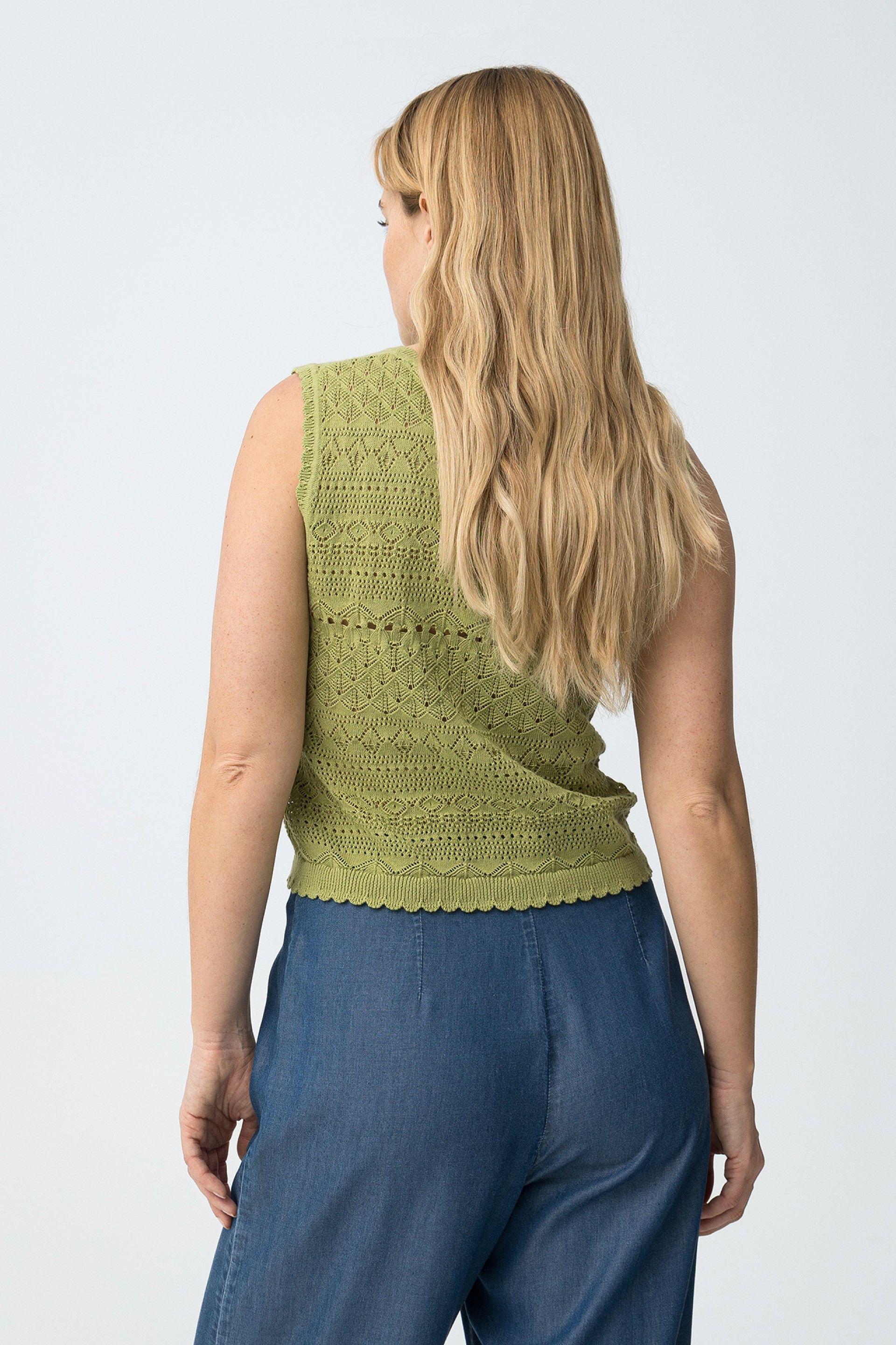 Top verde lavorato a maglia in cotone Tiffosi