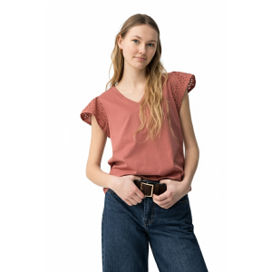 T-shirt scollo v  rosa