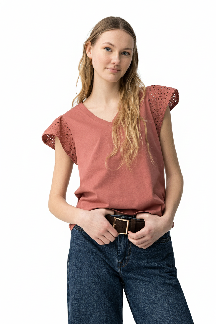 T-shirt scollo V cotone Tiffosi