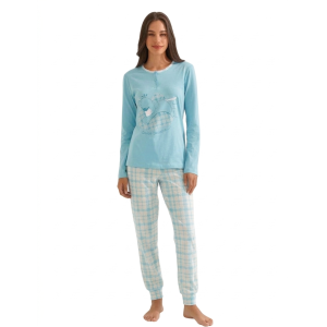 Pigiama donna a manica lunga in cotone jersey