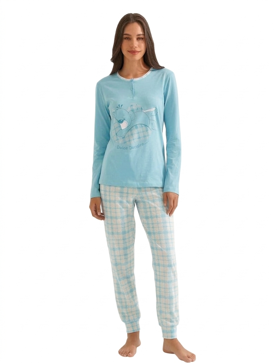 Pigiama donna a manica lunga in cotone jersey Il Granchio