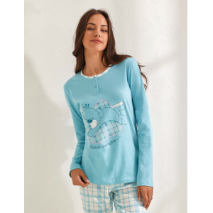 Pigiama donna a manica lunga in cotone jersey