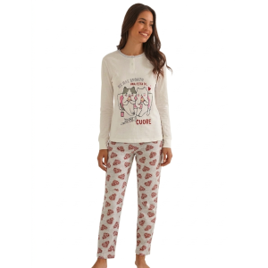 Pigiama donna a manica lunga in cotone jersey