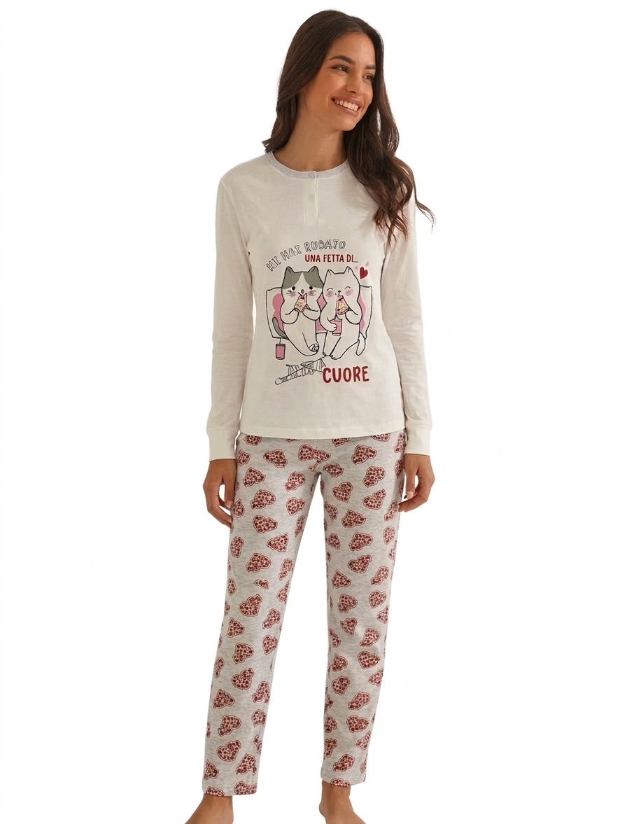 Pigiama donna a manica lunga in cotone jersey Il Granchio