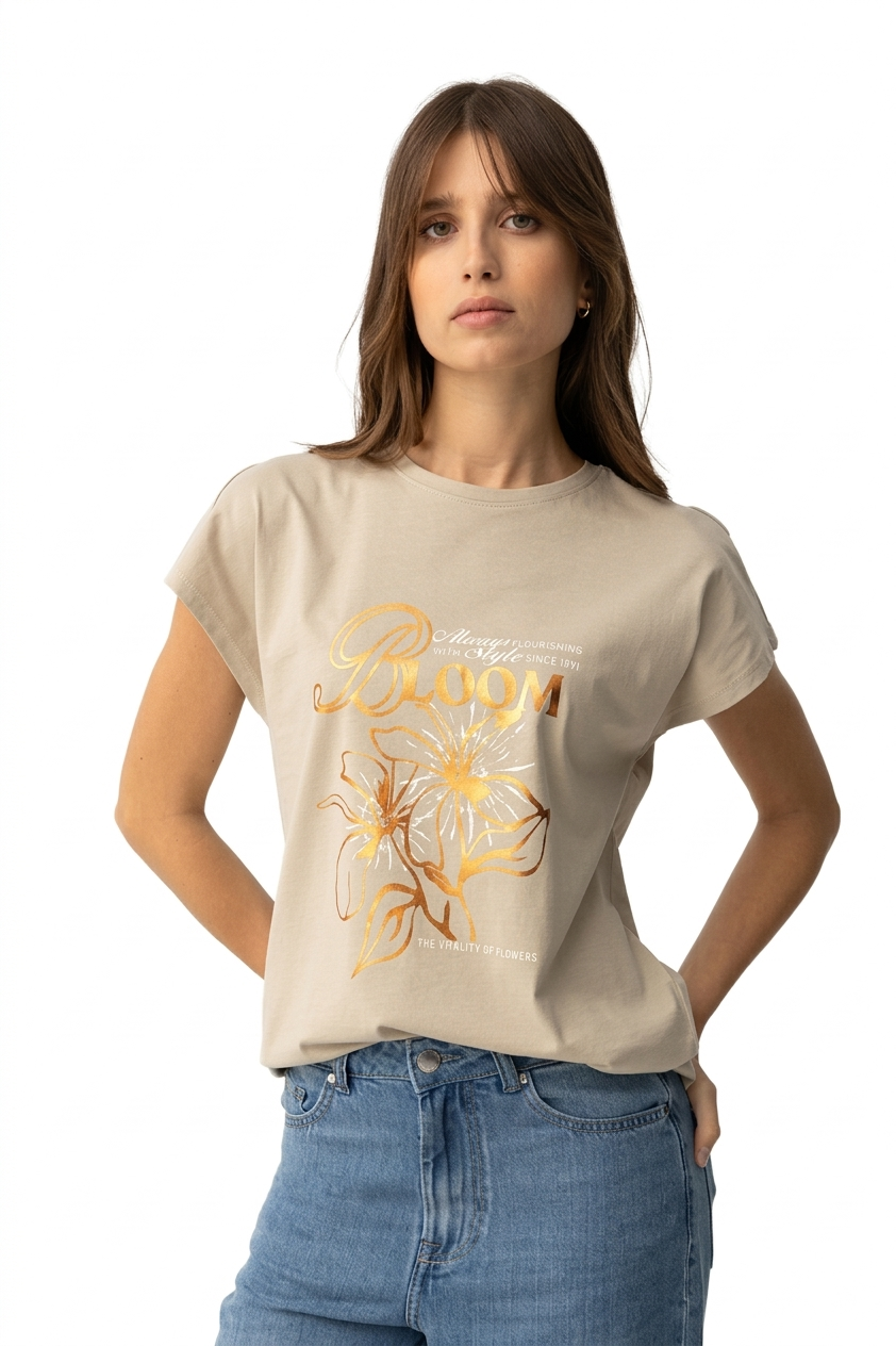 T-shirt donna beige Tiffosi