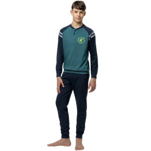 Pigiama ragazzo jersey maniche contrasto verde
