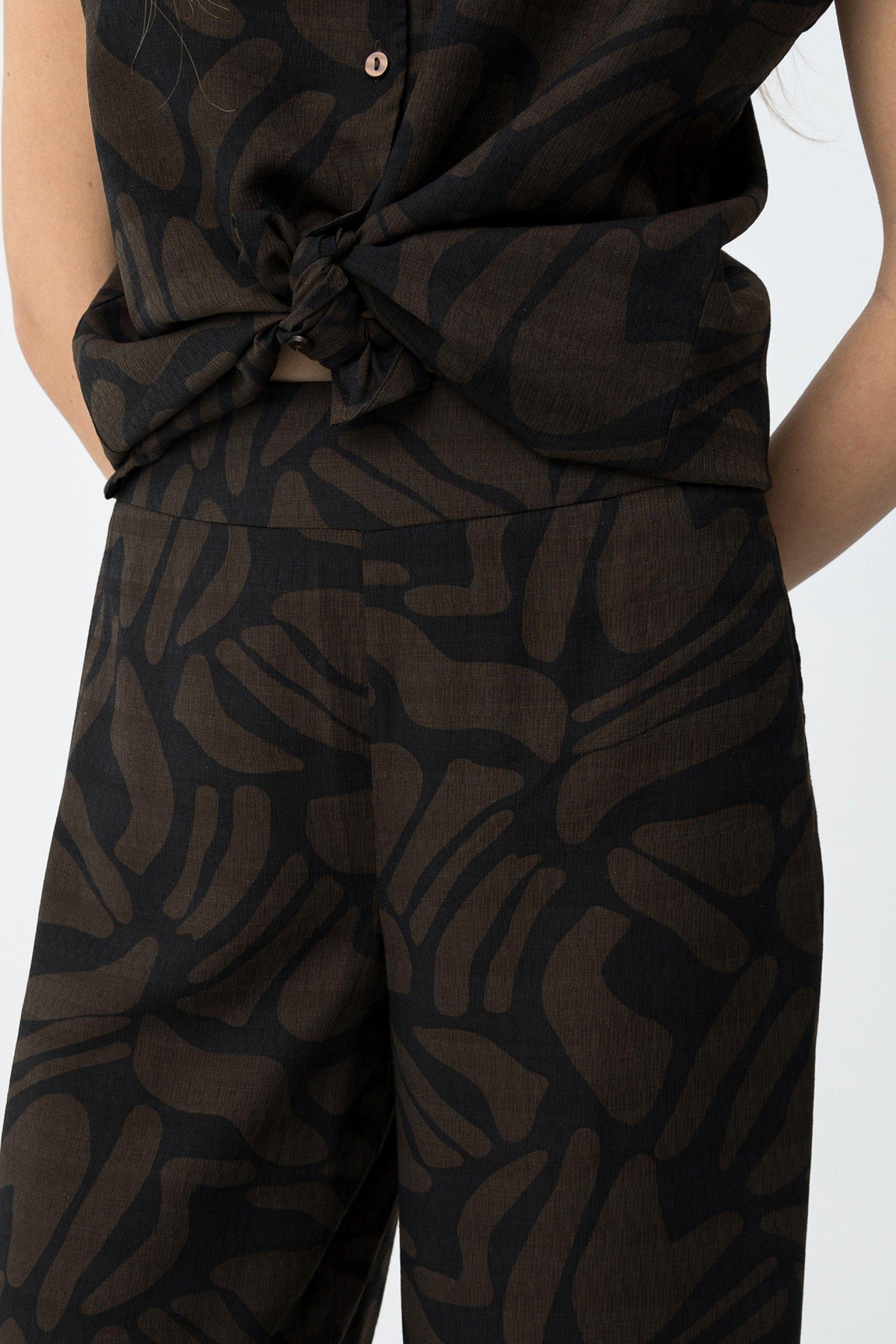 tiffosi pantalone gamba larga donna tiffosi marrone - foto 4