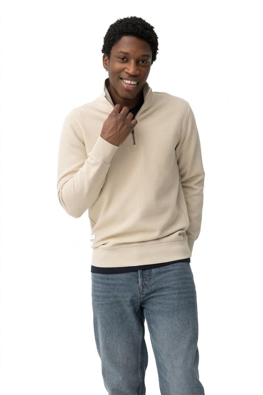 Maglione mezza zip beige Tiffosi