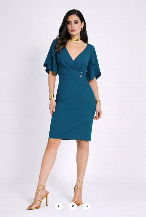 edas abito tubino con manica petalo cadi ottanio - foto 1