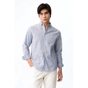 Camicia in cotone a righe manica lunga  uomo