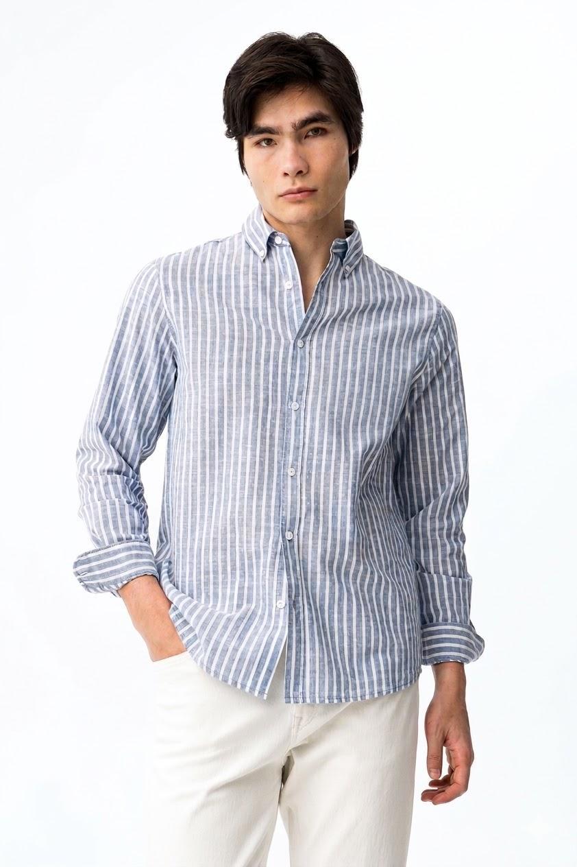 Camicia in cotone a righe manica lunga Tiffosi uomo