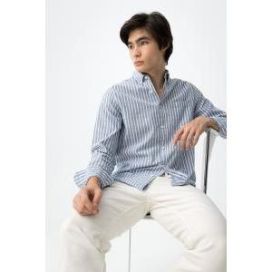 Camicia in cotone a righe manica lunga  uomo