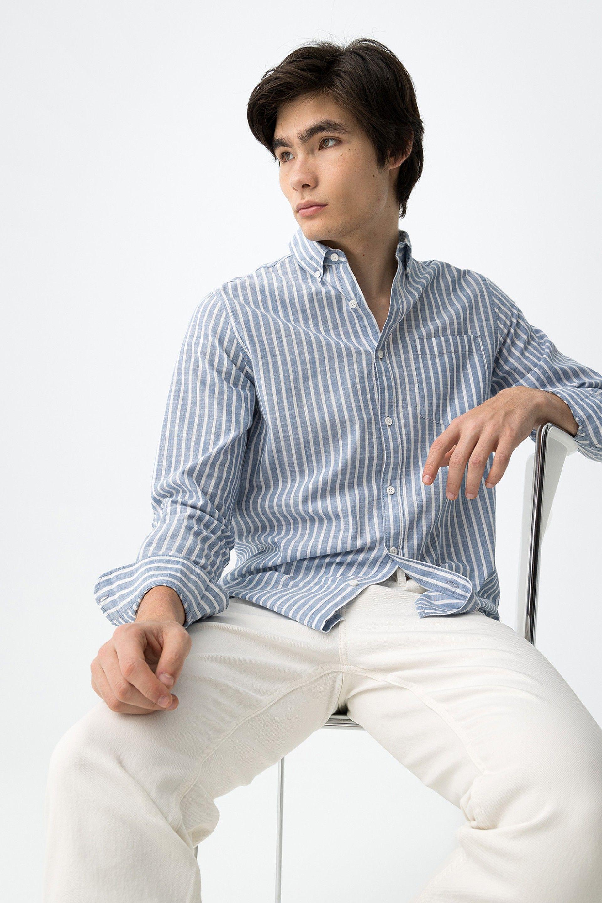 Camicia in cotone a righe manica lunga Tiffosi uomo