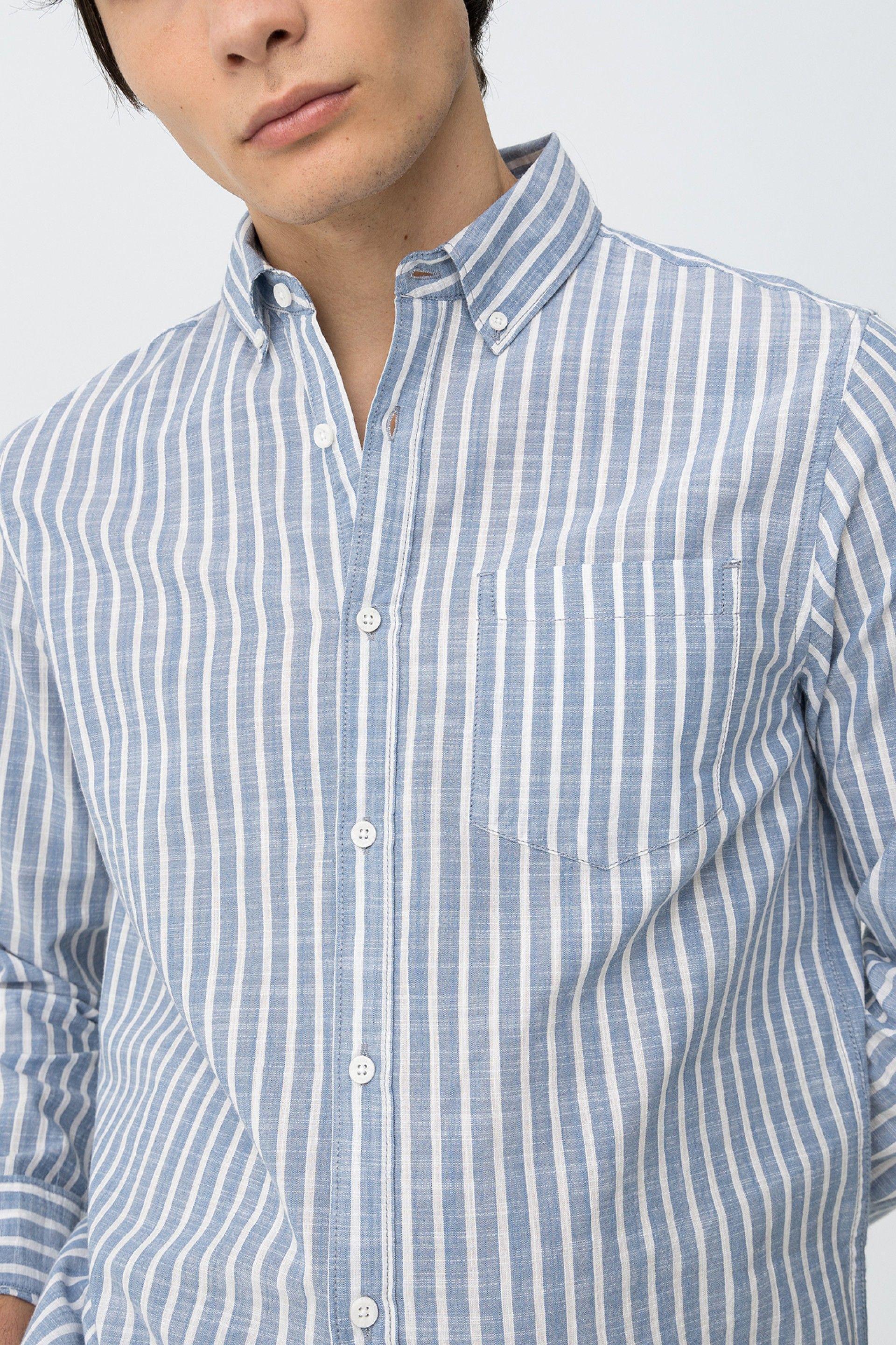 Camicia in cotone a righe manica lunga Tiffosi uomo