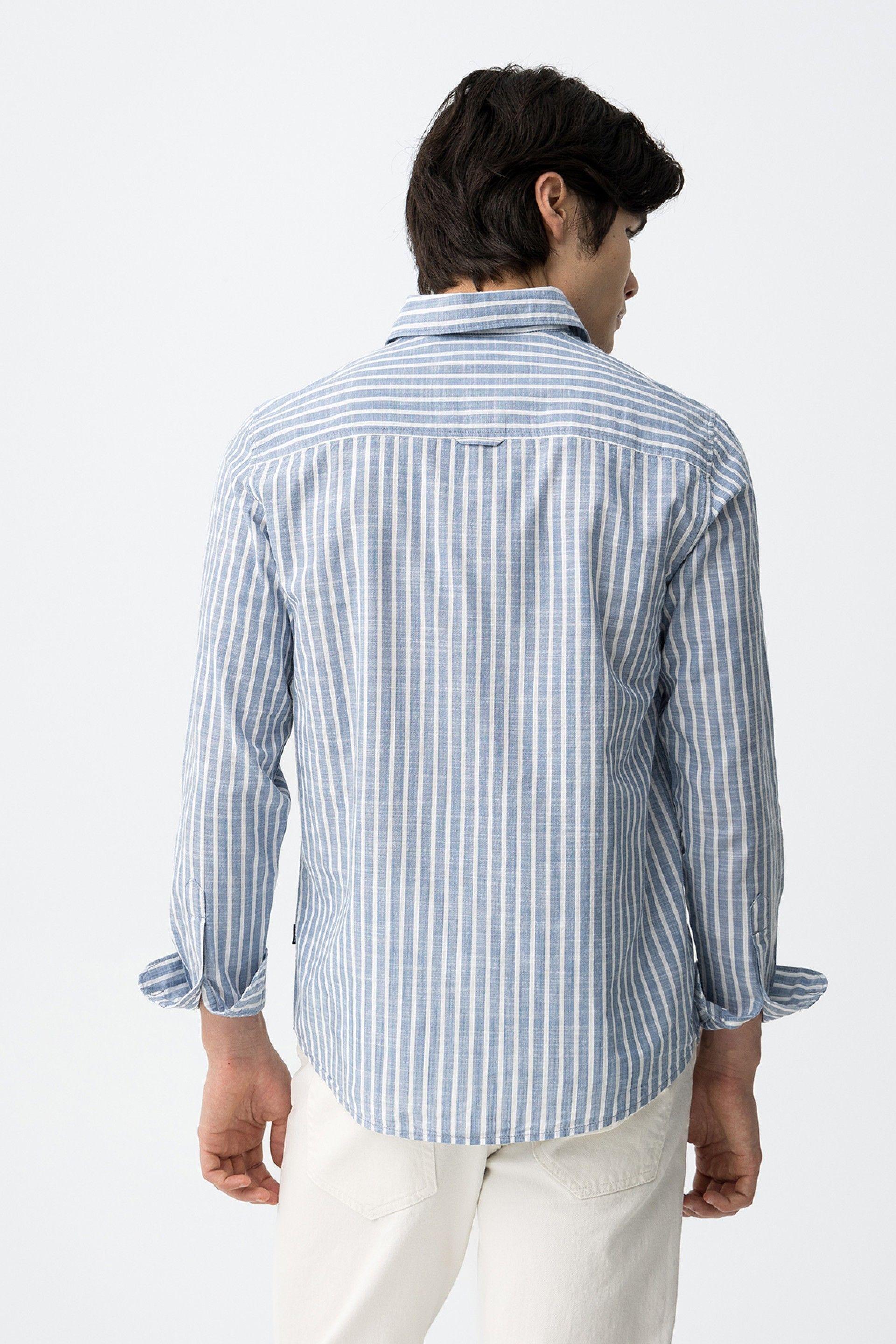Camicia in cotone a righe manica lunga Tiffosi uomo
