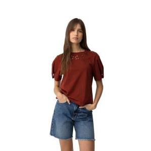T-shirt con dettagli floreali  donna