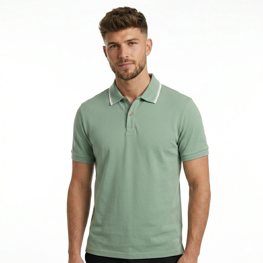 Polo in cotone da uomo Yes Zee verde